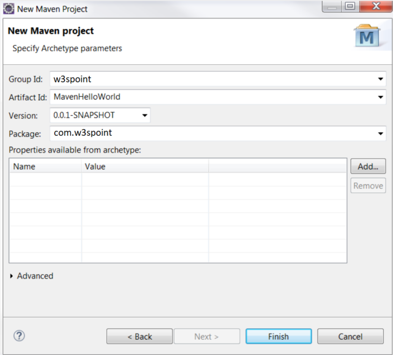 eclipse-maven-java-project-example-w3schools