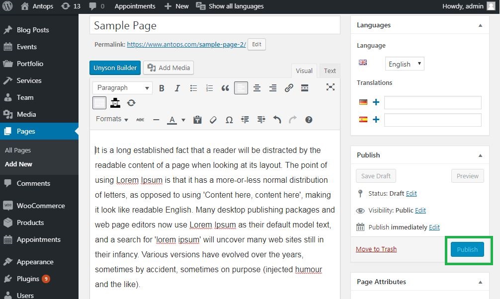 Publish Pages In WordPress W3schools