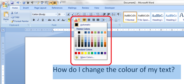 What Is Font Color In Ms Word