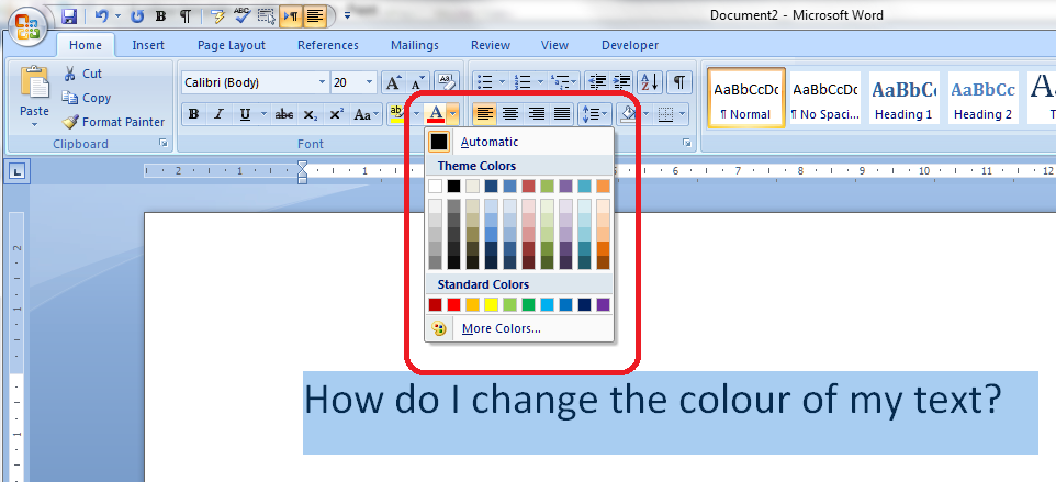 How To Format Font Color In MS Word W3schools