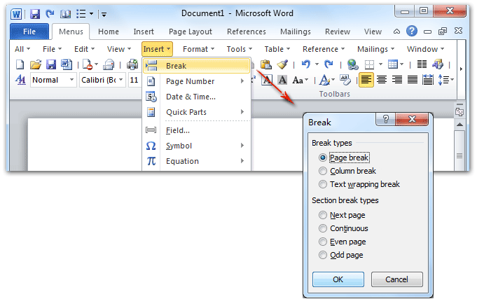 How To Insert Page Break In MS Word W3schools