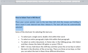 How To Select Text In MS Word - W3schools