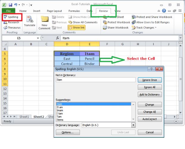 How To Use Spell Check In Excel W3schools