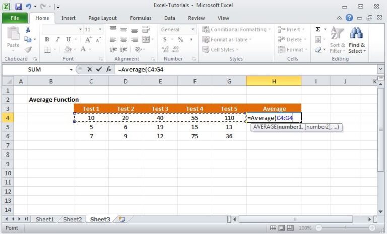 Use Sigma Button to calculate average in Excel - W3schools